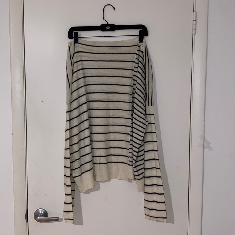 All Saints Black and Cream Striped Sweater